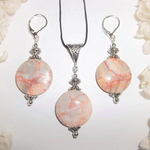 Jasper Jewelry Set Earrings Necklace Gemstone Handmade Beaded Gift For Her 6663